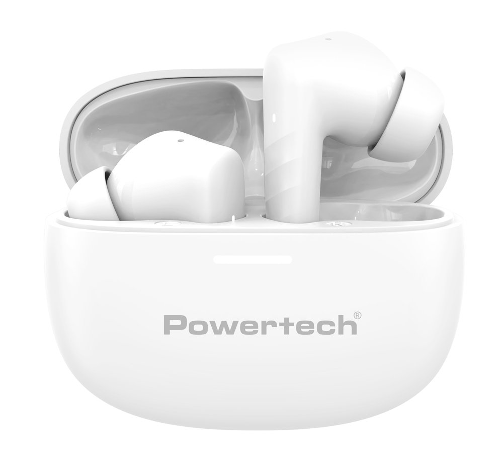 POWERTECH earphones με θήκη φόρτισης PT-1432, True Wireless, 35/300mAh, λευκά - Image 2
