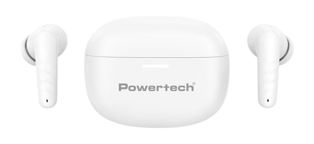 POWERTECH earphones με θήκη φόρτισης PT-1432, True Wireless, 35/300mAh, λευκά
