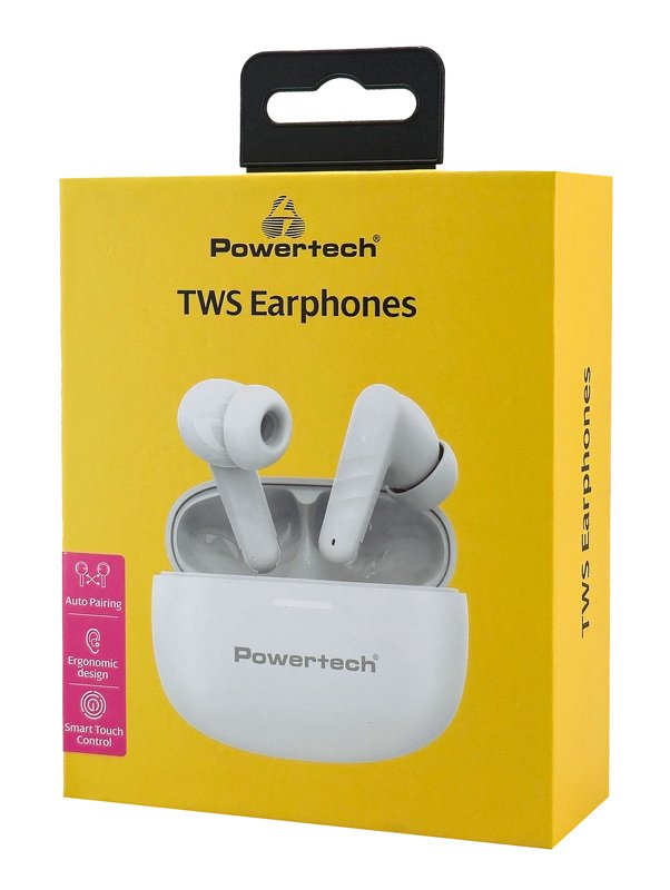 POWERTECH earphones με θήκη φόρτισης PT-1432, True Wireless, 35/300mAh, λευκά - Image 3