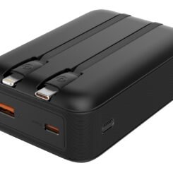POWERTECH power bank PT-1504 με καλώδια & οθόνη, 20000mah, 22.5W, μαύρο
