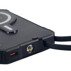 POWERTECH ηλιακό power bank PT-1505 με καλώδιο & φακό, 10000mah, magnetic wireless, 35W, μαύρο