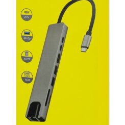 Alternative view of POWERTECH docking station PT-1536, 8 θυρών, USB-C σύνδεση, 87W PD, 100Mbps, γκρι