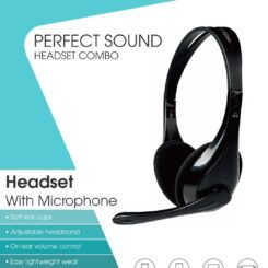 POWERTECH Headphones με μικρόφωνο PT-734 105dB, 40mm, 3.5mm, 1.8m, μαύρο