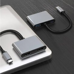 Alternative view of POWERTECH docking station PTH-113, 4 θυρών, USB-C, 4K, 100W, γκρι