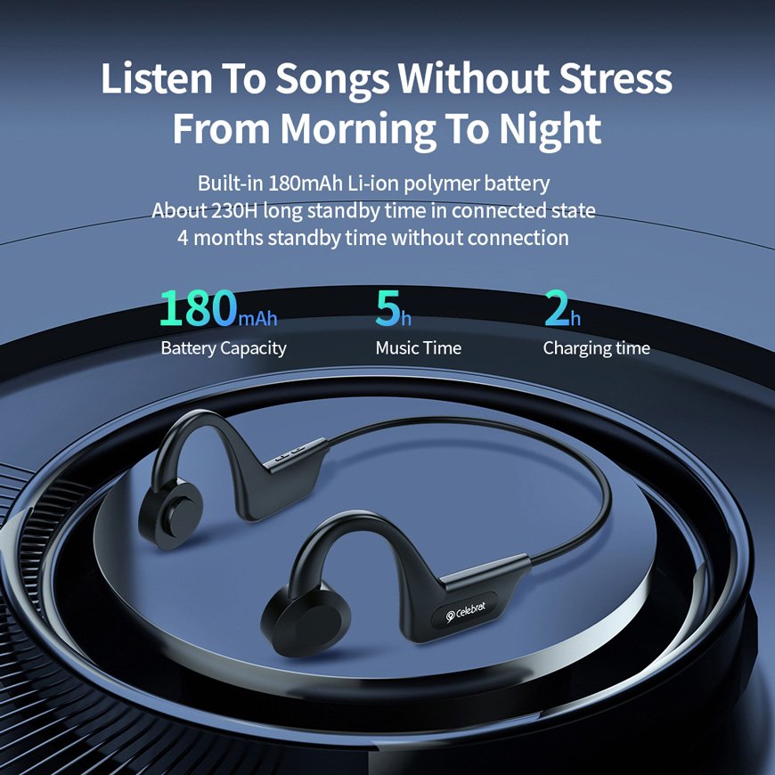 CELEBRAT open earphones SE3, Bluetooth, 180mAh, Φ16mm, μαύρα - Image 5