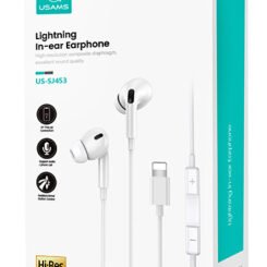 Alternative view of USAMS earphones με μικρόφωνο EP-41, Lightning, Φ10mm, 1.2m, λευκά