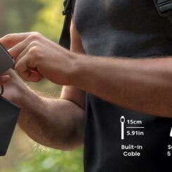 SILICON POWER power bank CP10 με καλώδιο USB-C, 2x θύρες εξόδου, 10000mAh, 20W, μαύρο