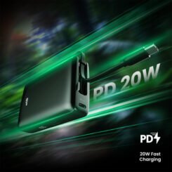 Alternative view of SILICON POWER power bank CP10 με καλώδιο USB-C, 2x θύρες εξόδου, 10000mAh, 20W, μαύρο