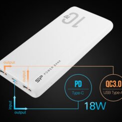 SILICON POWER power bank QP15, 10000mAh, 2x USB & USB Type-C, 3A, λευκό
