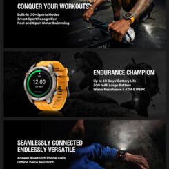 Alternative view of ZEBLAZE smartwatch Stratos 4 με φακό, heart rate, 1.43" AMOLED, GPS, 5 ΑΤΜ, MIL-STD-810H, μαύρο