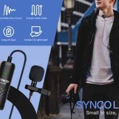 SYNCO μικρόφωνο Lav-S6E με clip-on, omnidirectional, 3.5mm, 6m, μαύρο