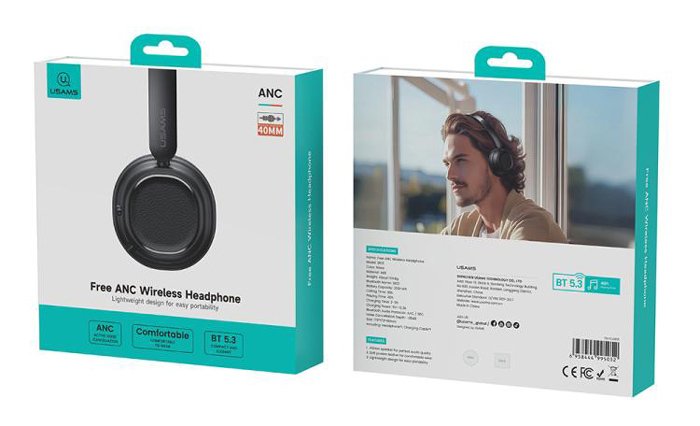 USAMS headphones SR01, ασύρματα, ANC, Φ40mm, 350mAh, μαύρα - Image 8