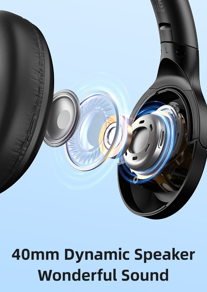 USAMS headphones YH21, ασύρματα & ενσύρματα, Φ40mm, 500mAh, μαύρα - Image 3