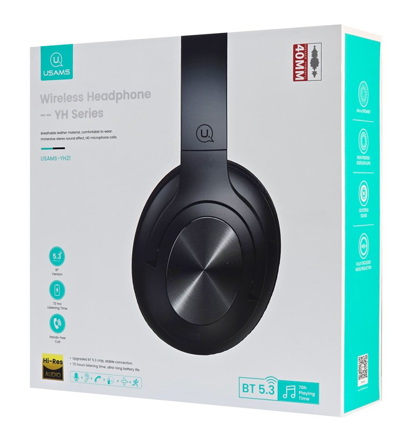 USAMS headphones YH21, ασύρματα & ενσύρματα, Φ40mm, 500mAh, μαύρα - Image 7