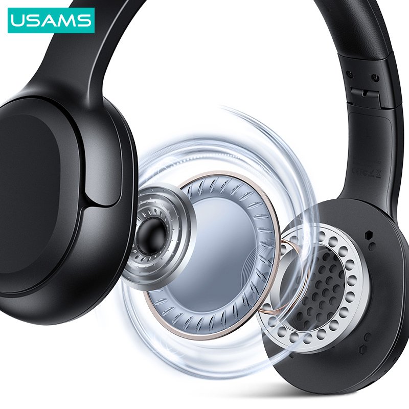 USAMS headphones YG23, ασύρματα & ενσύρματα, Φ40mm, 300mAh, μαύρα - Image 3