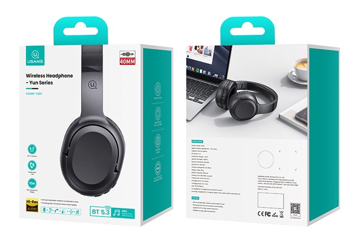 USAMS headphones YG23, ασύρματα & ενσύρματα, Φ40mm, 300mAh, μαύρα - Image 6