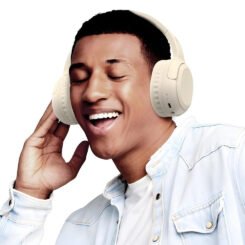 USAMS headphones YG23, ασύρματα & ενσύρματα, Φ40mm, 300mAh, μπεζ