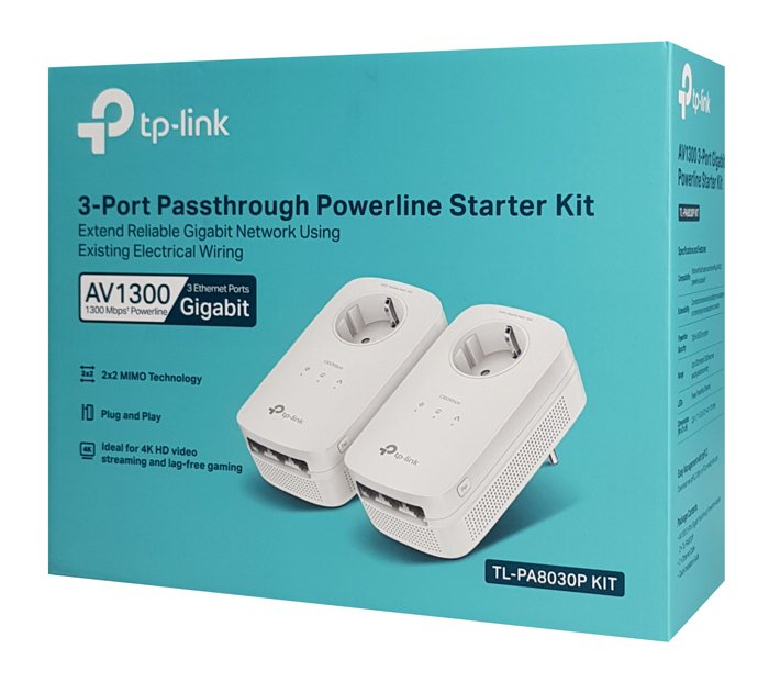 TP-LINK powerline TL-PA8030P kit passthrough, AV1300 3x Gigabit, Ver 3.0 - Image 3
