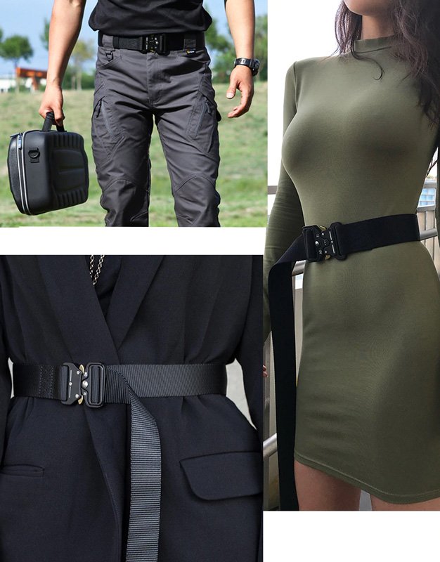 Ζώνη στρατιωτικού τύπου TMV-0043, ρυθμιζόμενη, 3.8 x 120cm, μαύρη - Image 2