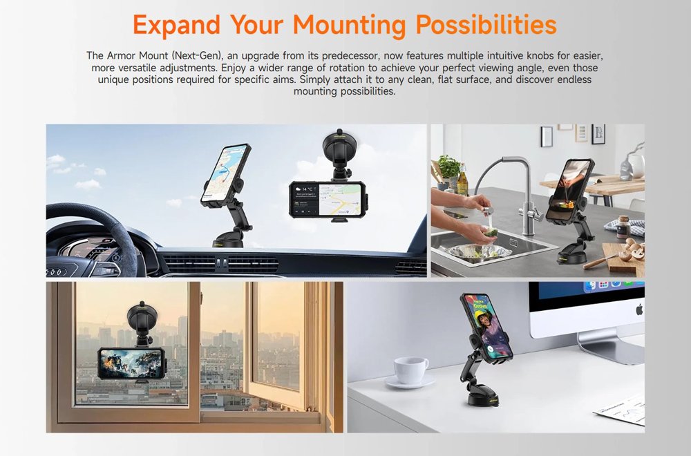 ULEFONE βάση smartphone αυτοκινήτου UAN15 για ταμπλό, 58-100mm x 120mm, μαύρη - Image 9