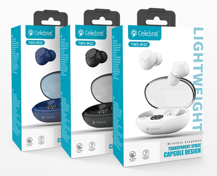 CELEBRAT earphones με θήκη φόρτισης TWS-W32, True Wireless, Φ8mm, λευκά - Image 5