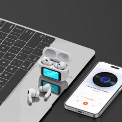 Alternative view of CELEBRAT earphones με θήκη φόρτισης W63, οθόνη αφής, TWS, ANC, 13mm, 30/360mAh, λευκό