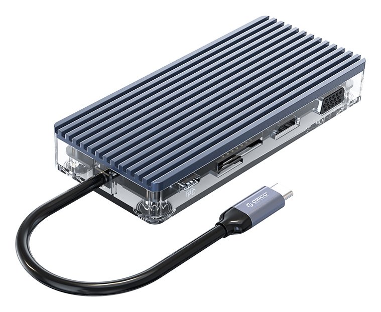 ORICO docking station WB-11P, 11 θυρών, USB-C σύνδεση, 100W PD, 4K, γκρι - Image 2