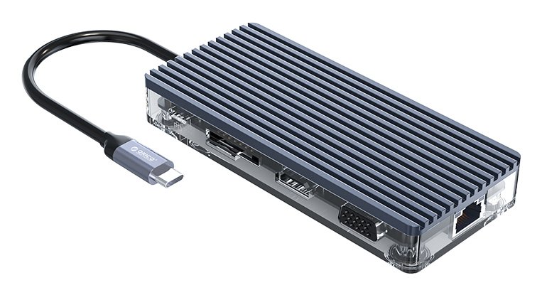 ORICO docking station WB-11P, 11 θυρών, USB-C σύνδεση, 100W PD, 4K, γκρι - Image 4