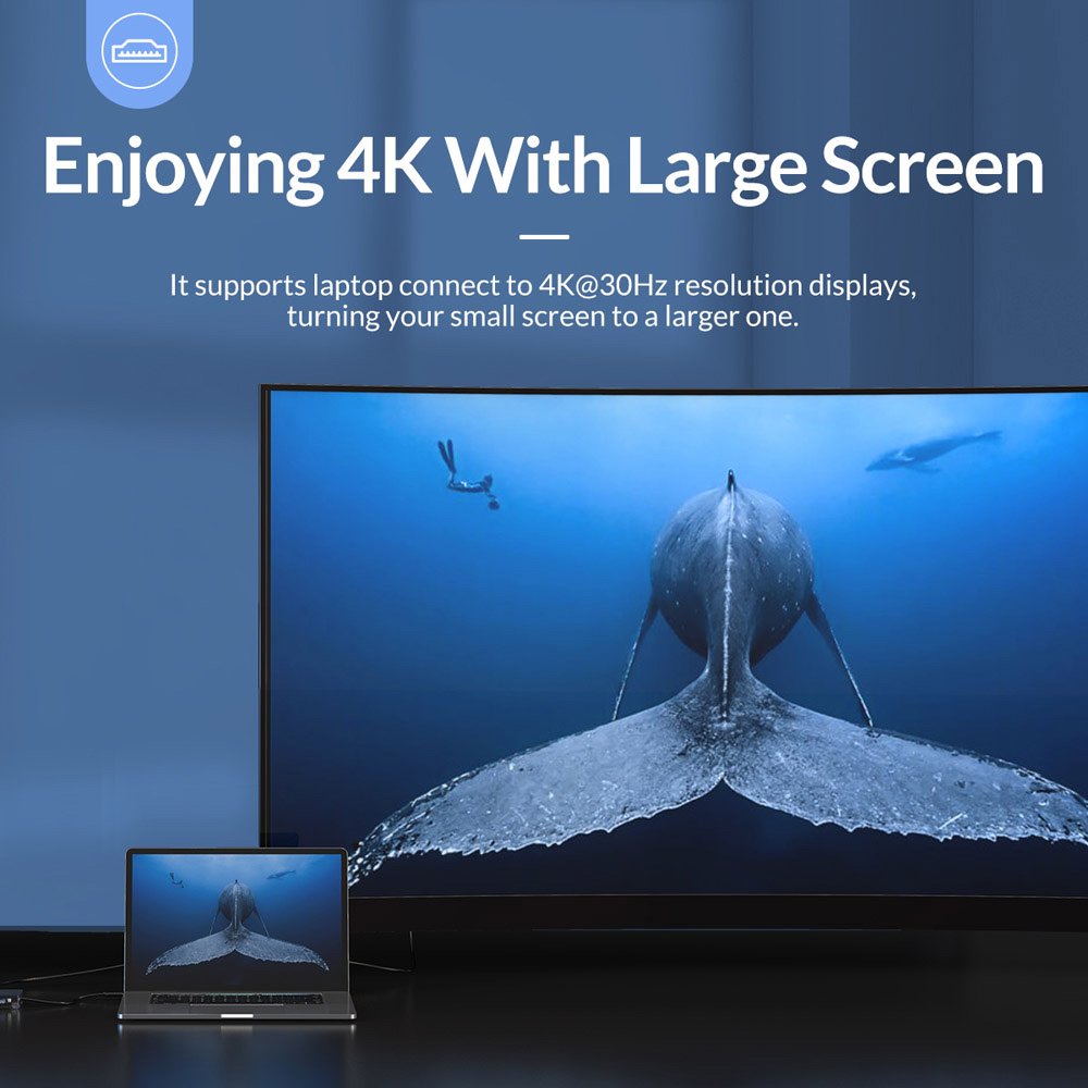 ORICO docking station WB-11P, 11 θυρών, USB-C σύνδεση, 100W PD, 4K, γκρι - Image 8