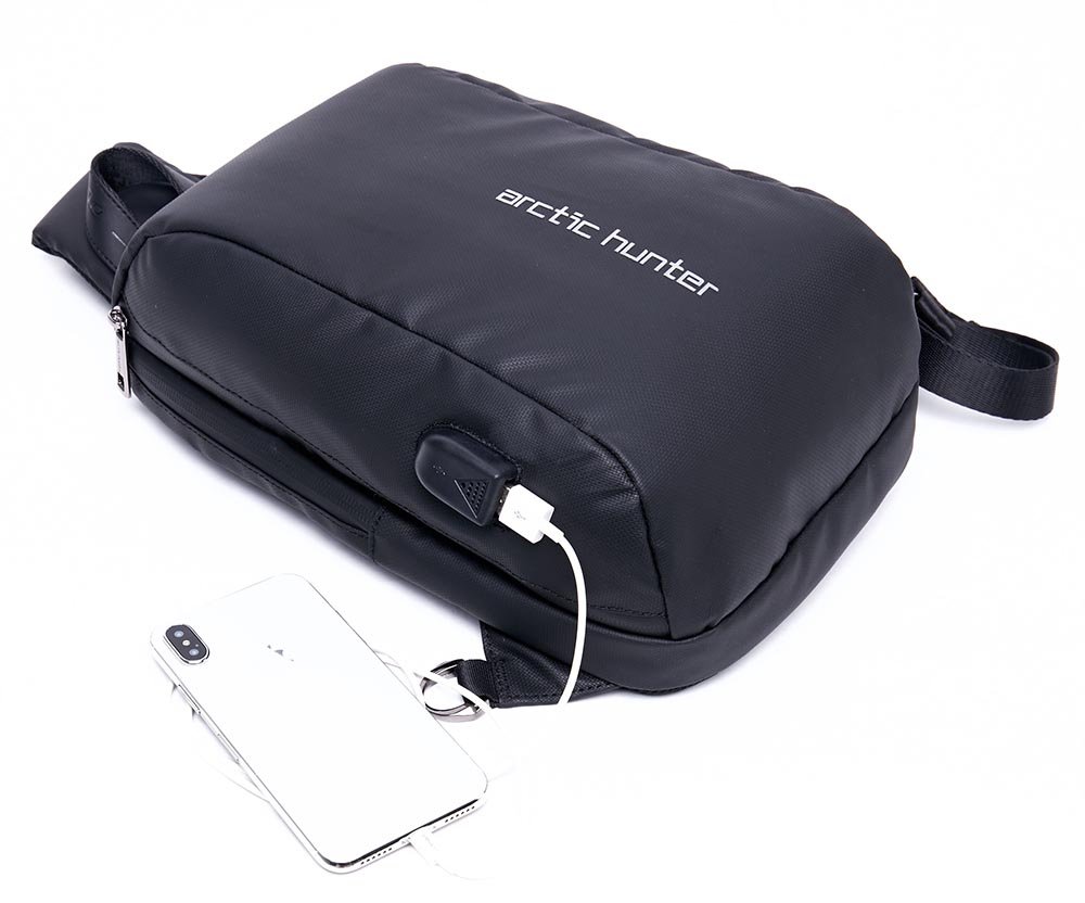 ARCTIC HUNTER τσάντα Crossbody XB-00081, USB, 6L, μαύρη - Image 2