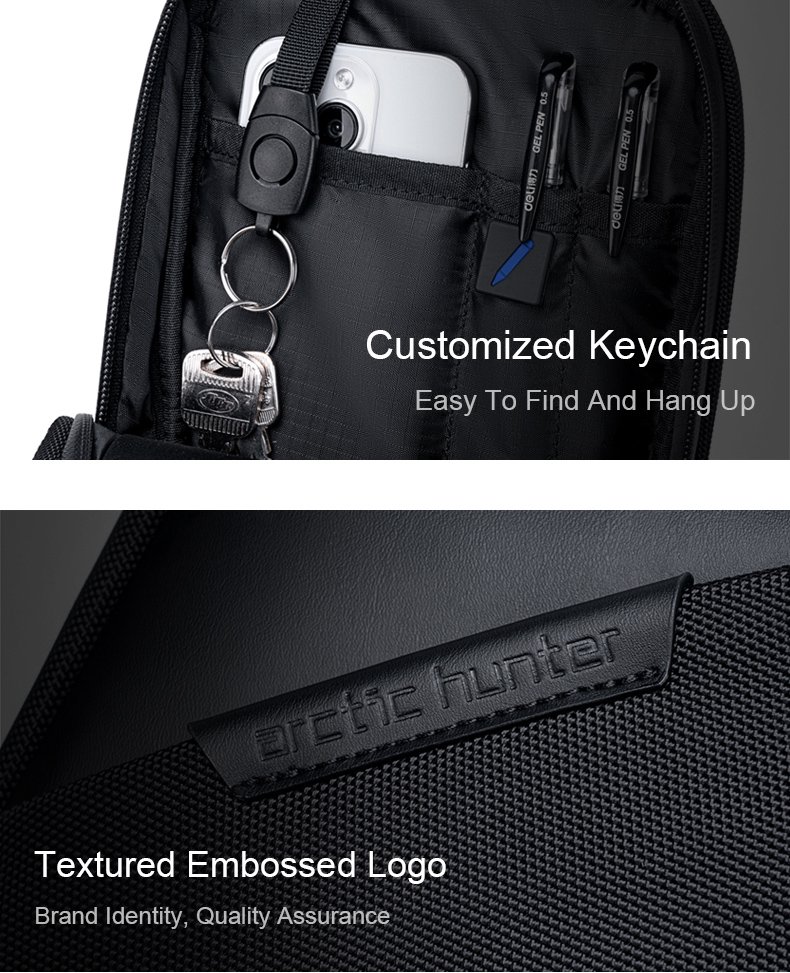 ARCTIC HUNTER τσάντα Crossbody XB00693, 2.7L, μαύρη - Image 6