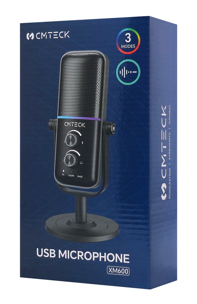 CMTECK επιτραπέζιο μικρόφωνο XM600, omnidirectional/καρδιοειδές, USB, RGB LED, μαύρο - Image 7