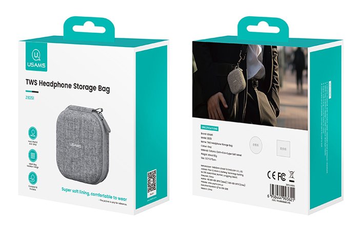 USAMS θήκη οργάνωσης ακουστικών Bluetooth ZB351, 9.5x9.5x5cm, γκρι - Image 5