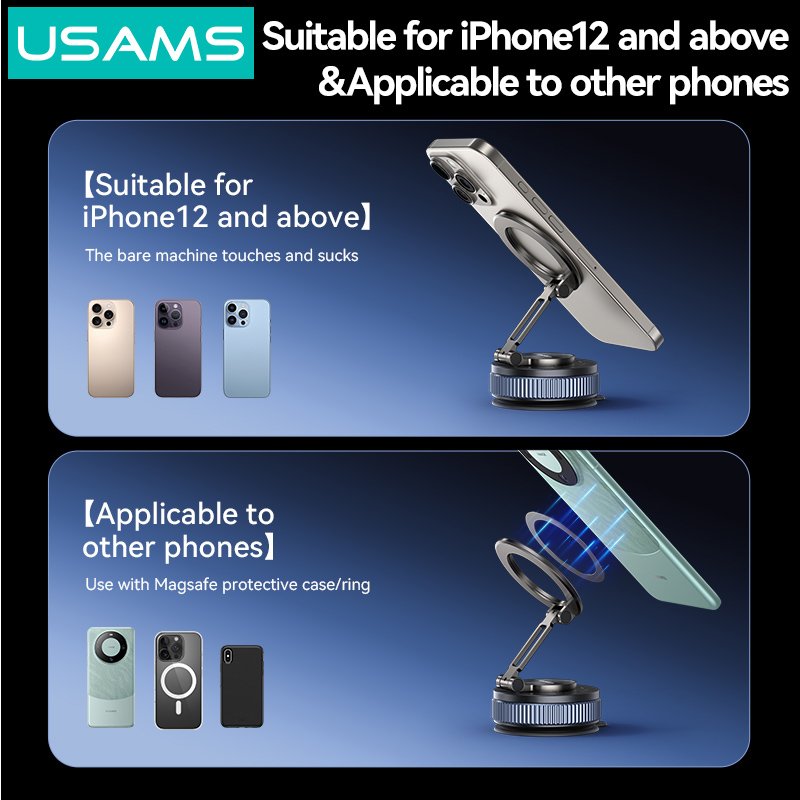 USAMS βάση smartphone αυτοκινήτου ZJ084 για ταμπλό, μαγνητική, μαύρη - Image 4