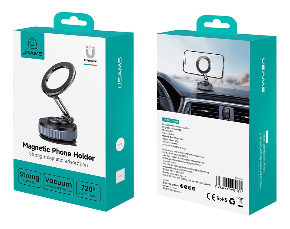 USAMS βάση smartphone αυτοκινήτου ZJ084 για ταμπλό, μαγνητική, μαύρη - Image 7