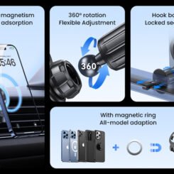 Alternative view of USAMS βάση smartphone αυτοκινήτου US-ZJ075, αεραγωγών, μαγνητική, μαύρη