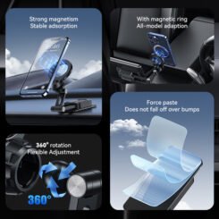 Alternative view of USAMS βάση smartphone αυτοκινήτου US-ZJ076 για ταμπλό, μαγνητική, μαύρη